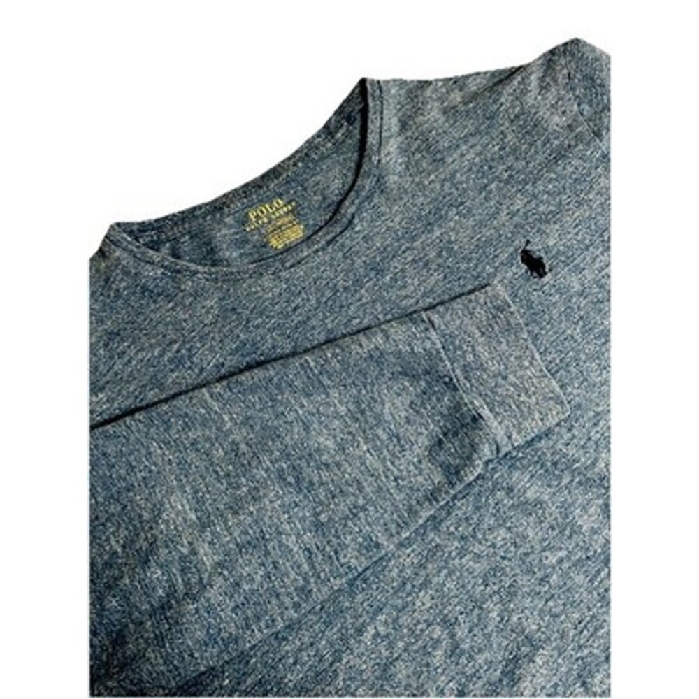 Polo Ralph Lauren Custom Slim Fit T-Shirt Mens Large Long Sleeve Heathered Blue